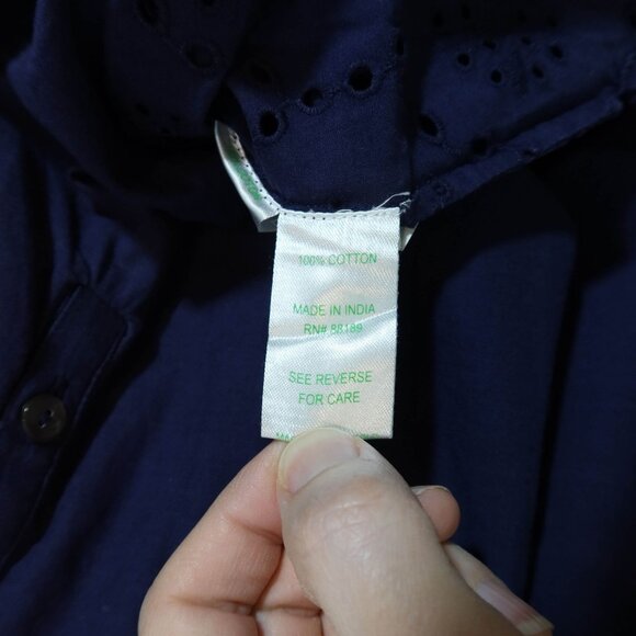 LILLY PULITZER Elsa Eyelet Long Sleeve V Neck Henley Top Size  S Preppy Boho - Picture 6 of 6